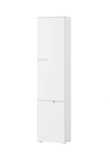 Santino Tall Narrow Bookcase with White Gloss Doors S13 - Modern Storage Solution - UK Luxury Furniture